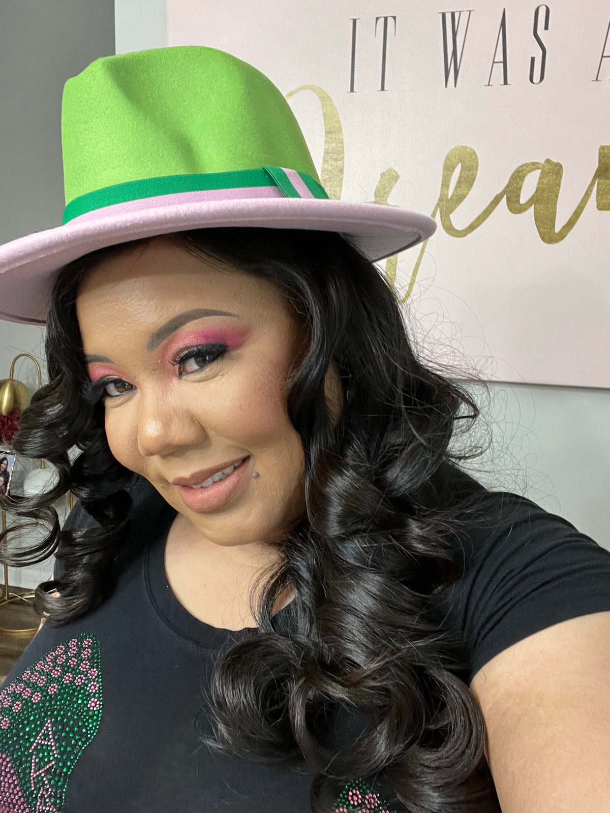 Pink &amp; Green Fedora